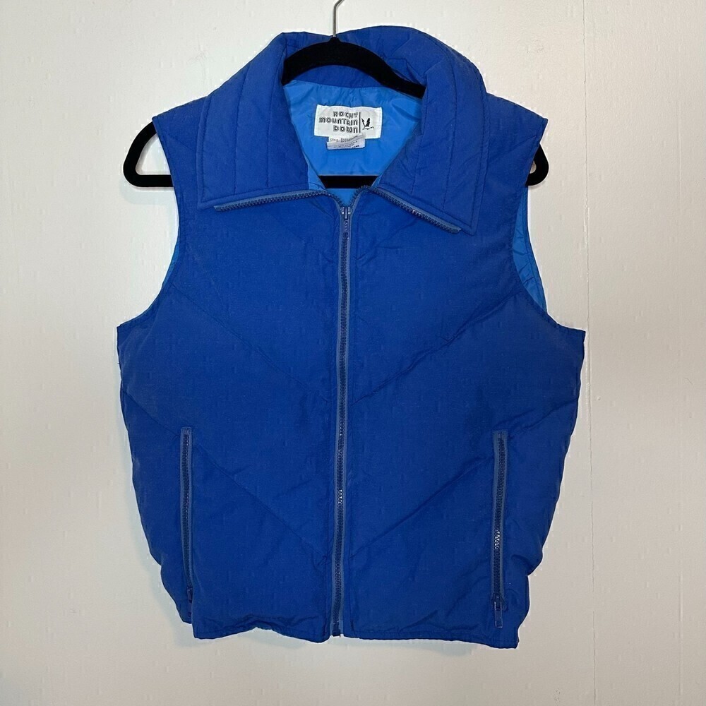 Rocky Mountain Down Vintage Goose Down Puffer Vest Blue Small